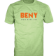Green t-shirt with orange 'BENY' logo on the chest