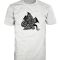 White Brooklyn Dragons T-shirt with small black dragon-shaped Brooklyn map design on the chest