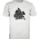 White Brooklyn Dragons T-shirt with small black dragon-shaped Brooklyn map design on the chest