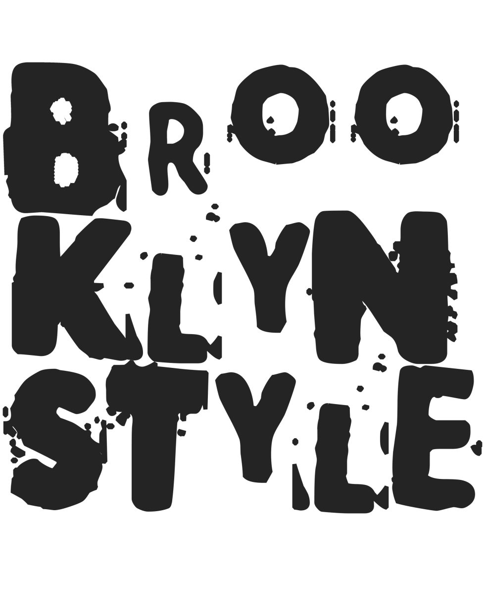 White Brooklyn Style T-shirt with blue logo and slogan “Oy Vey”