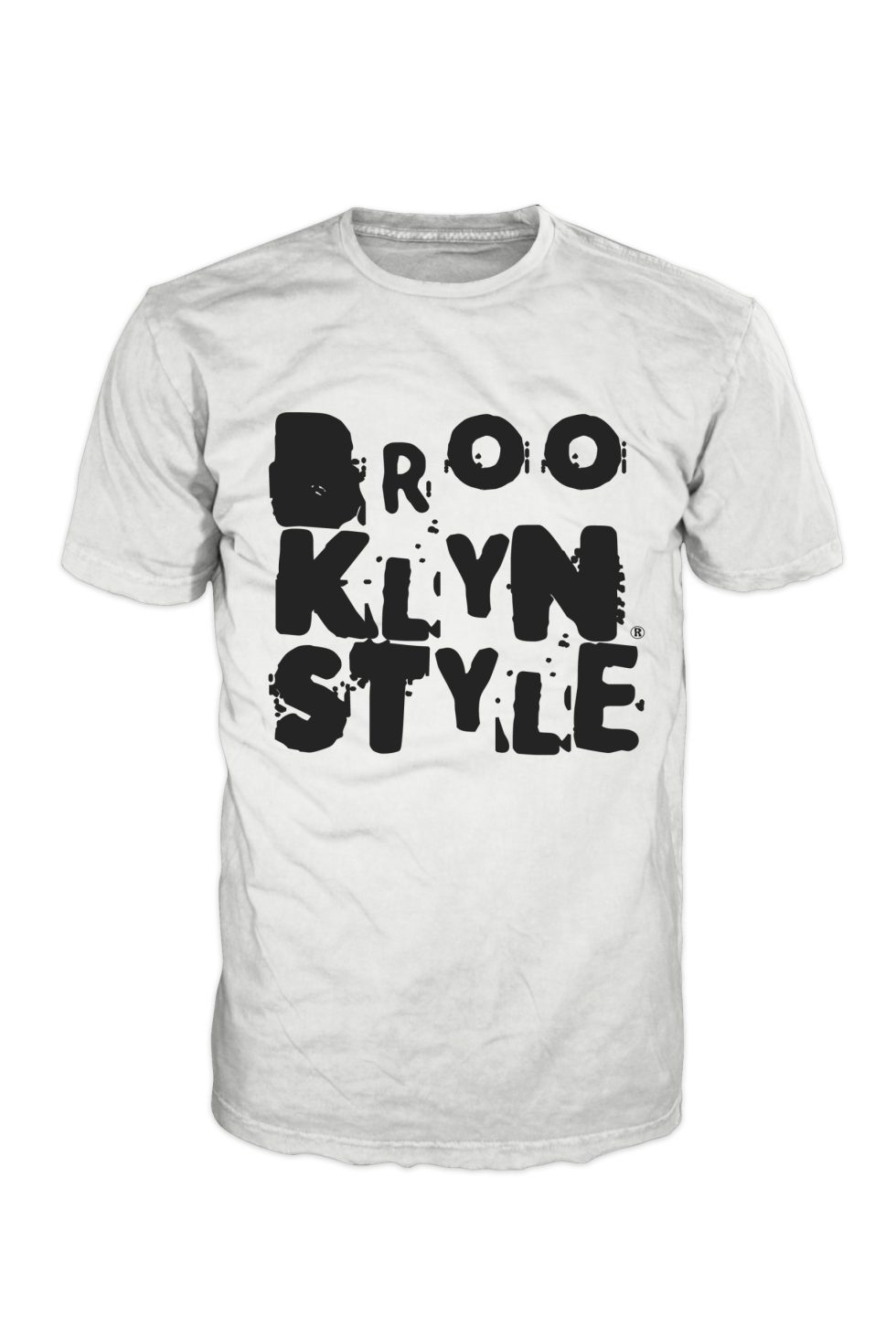 White Brooklyn Style T-shirt with blue logo and slogan “Oy Vey”